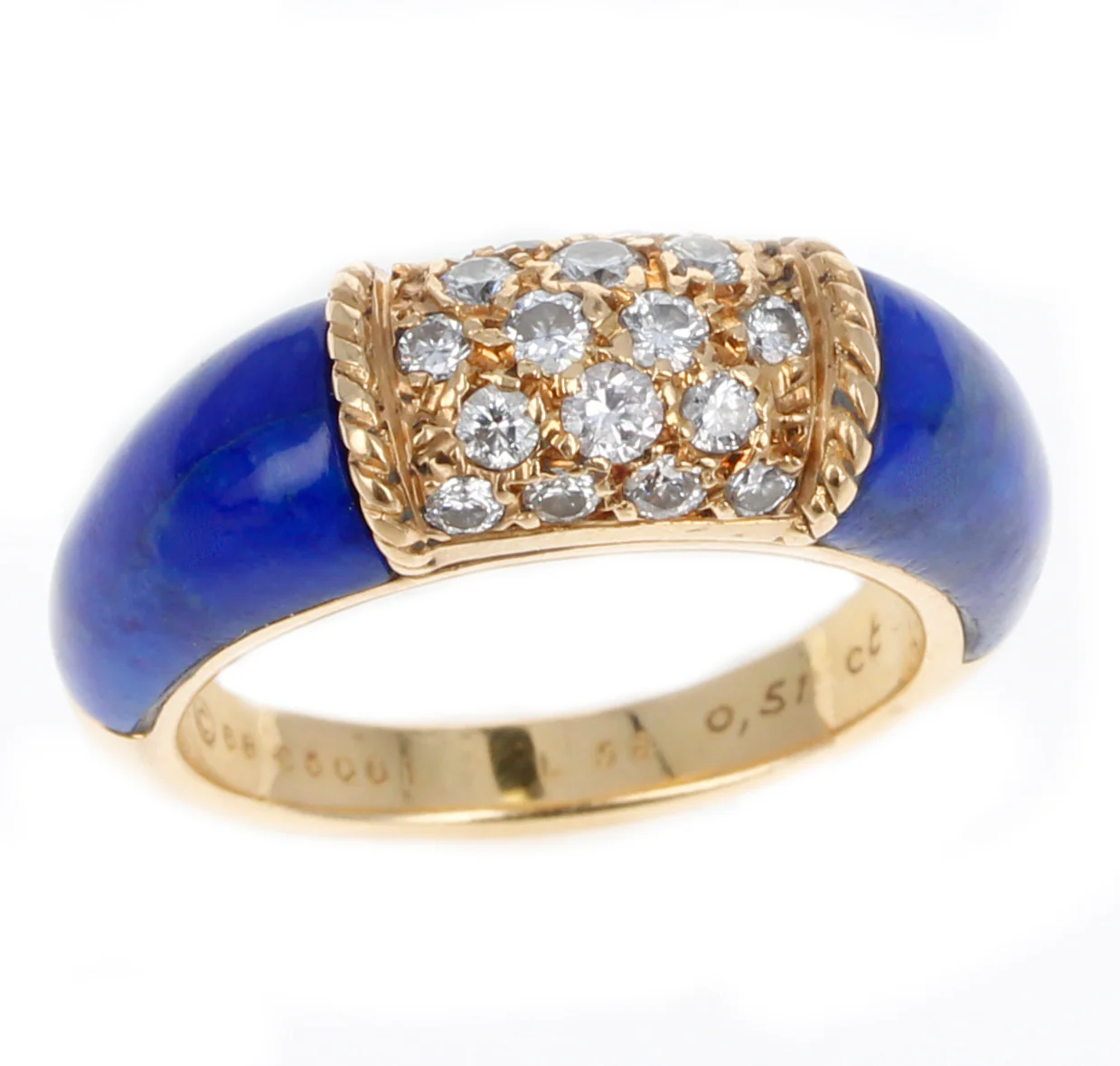 Van Cleef & Arpels Lapis and 5 Row Diamond Stacking Philippine Ring, 18K Yellow
