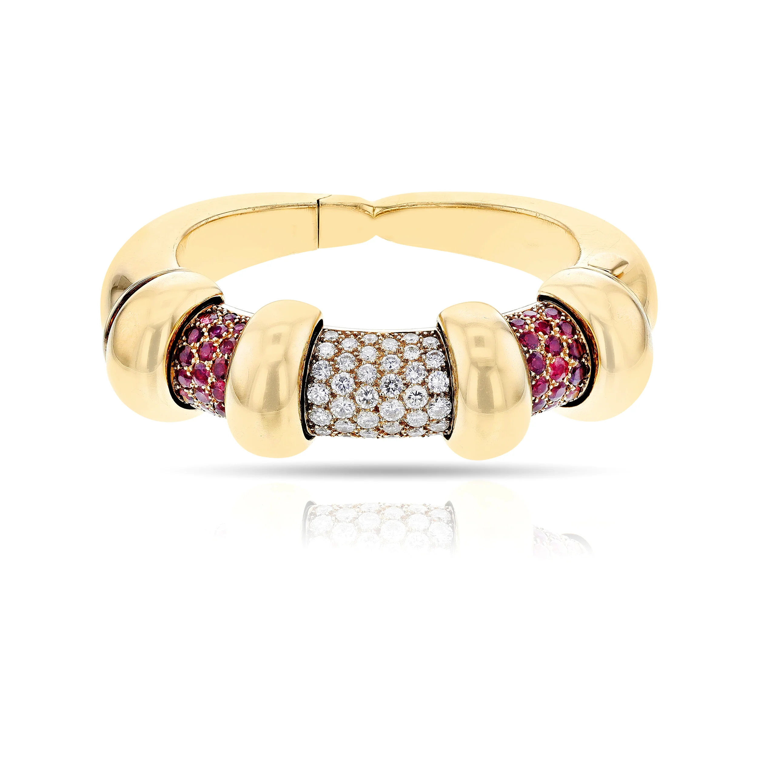 René Boivin Diamond and Ruby Sliding Interchangeable Bangle