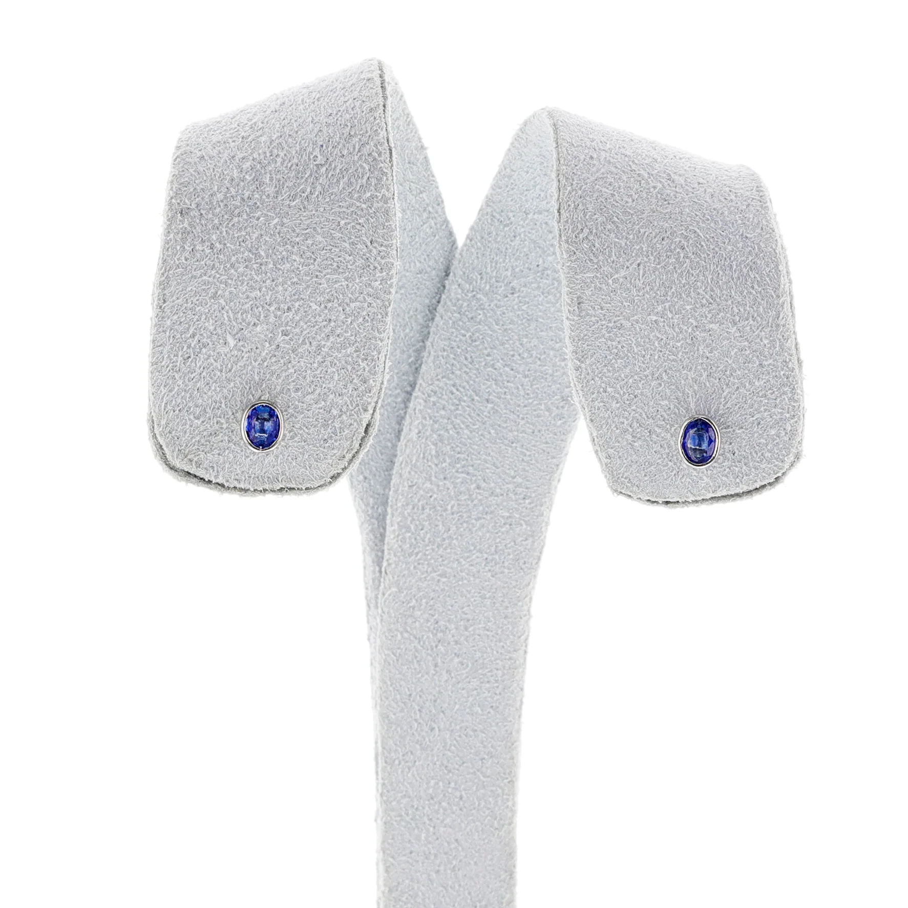 Oval Blue Sapphire Studs, 18K