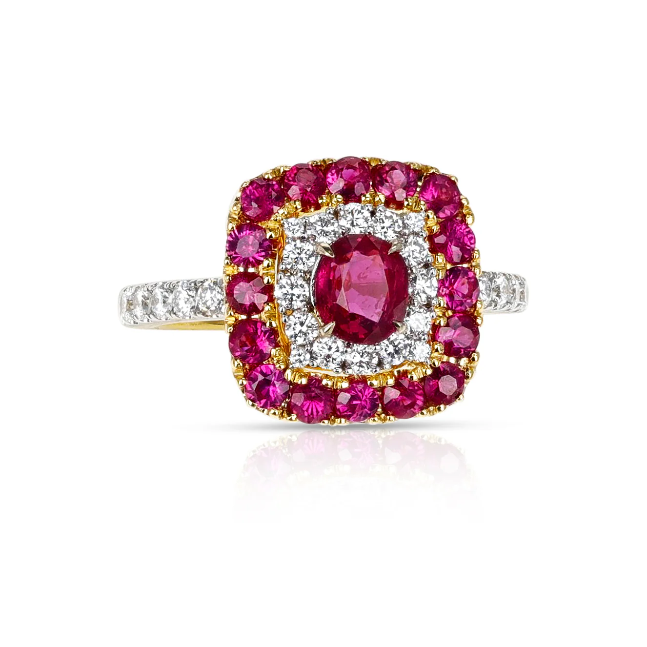 Unheated Burma Ruby Pigeon Blood Set with Ring, Pendant and Earrings, 18k