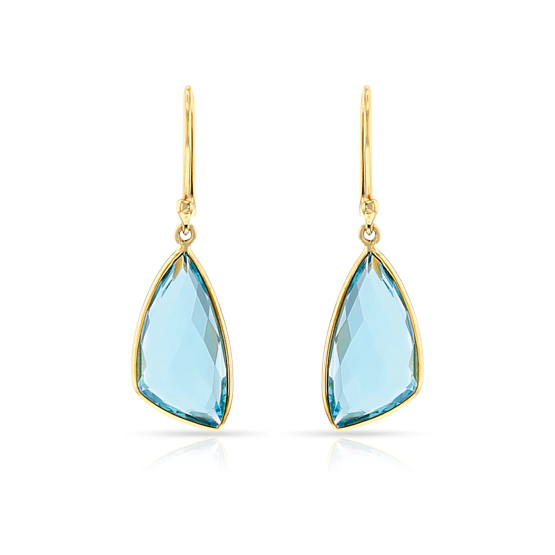 Triangular Blue Topaz Hoop Earrings, 18k