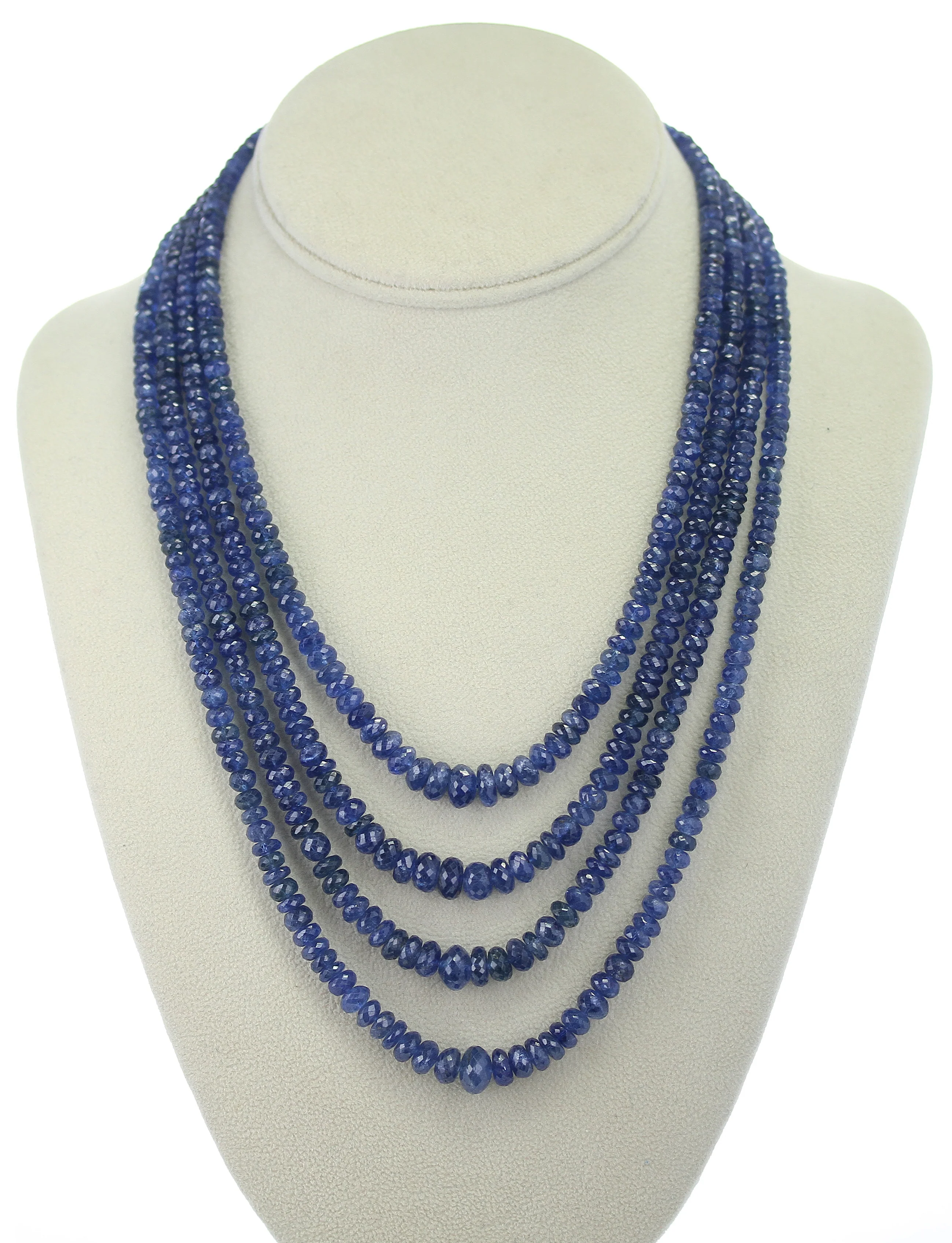 Genuine & Natural Necklace of Fine Blue Sapphire Faceted Beads