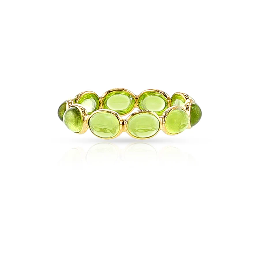 Oval Peridot Cabochon Band, 18K