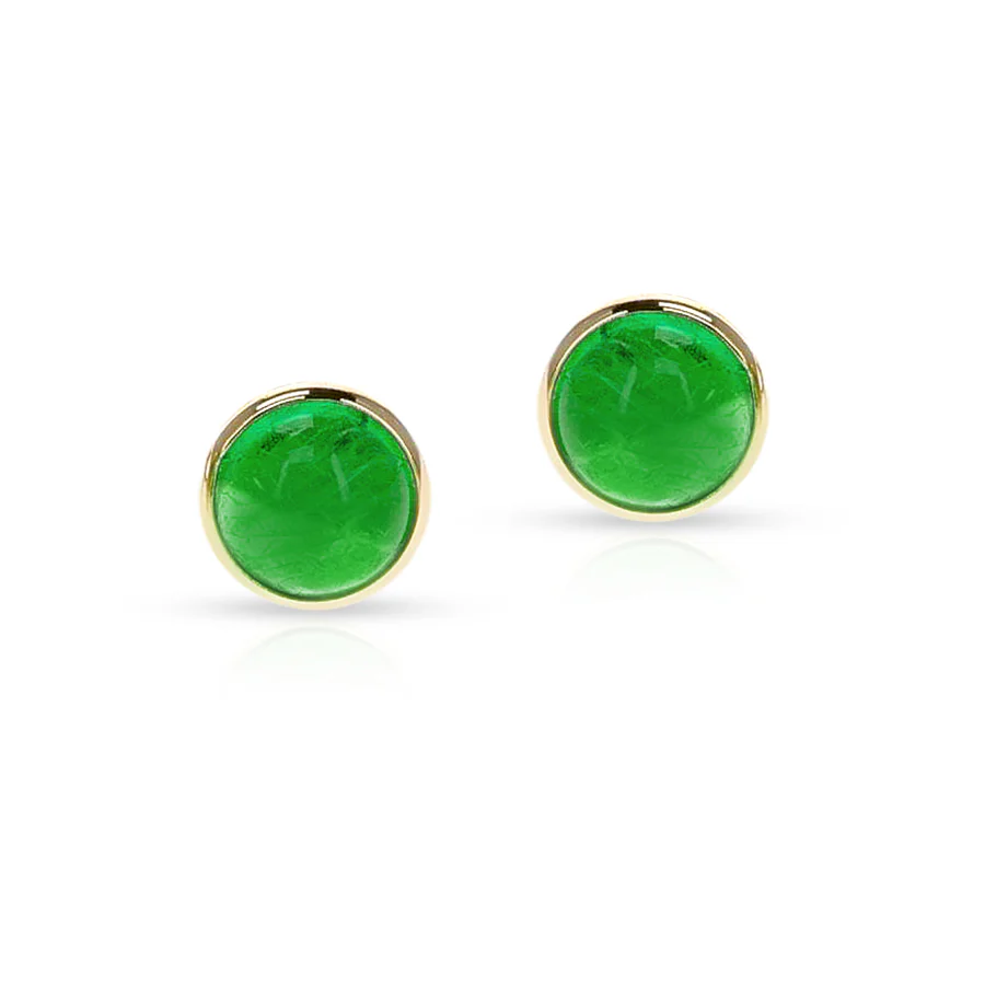 Emerald Cabochon Studs, 18K