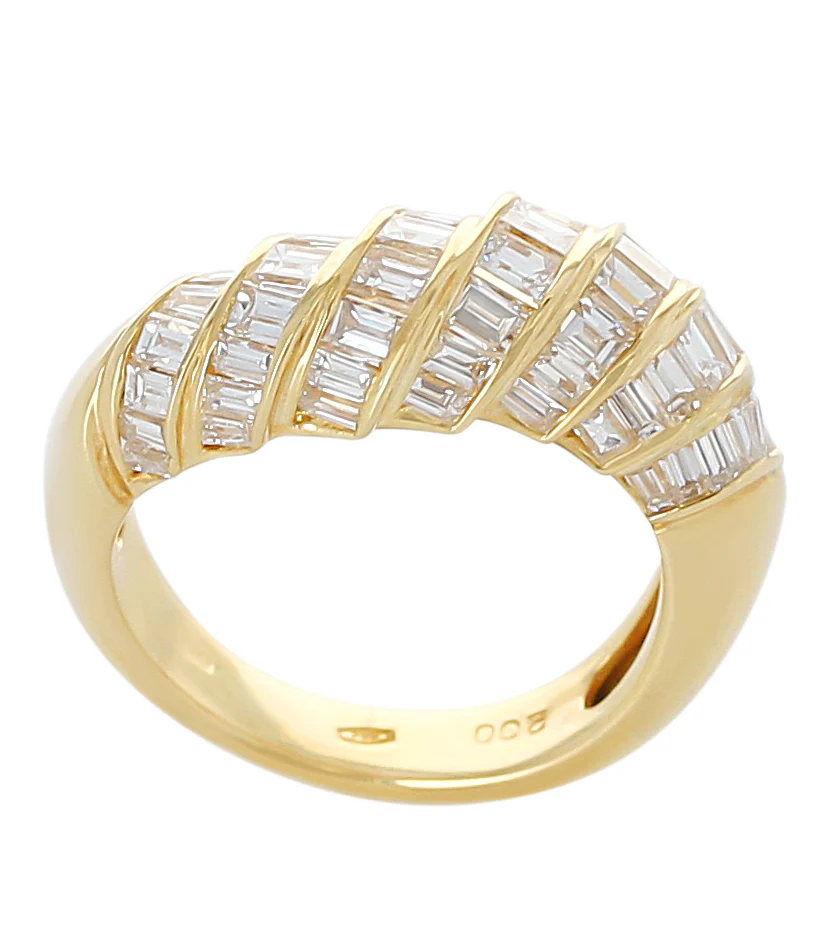 Step-Design Diamond Cocktail Ring, 18K Yellow Gold