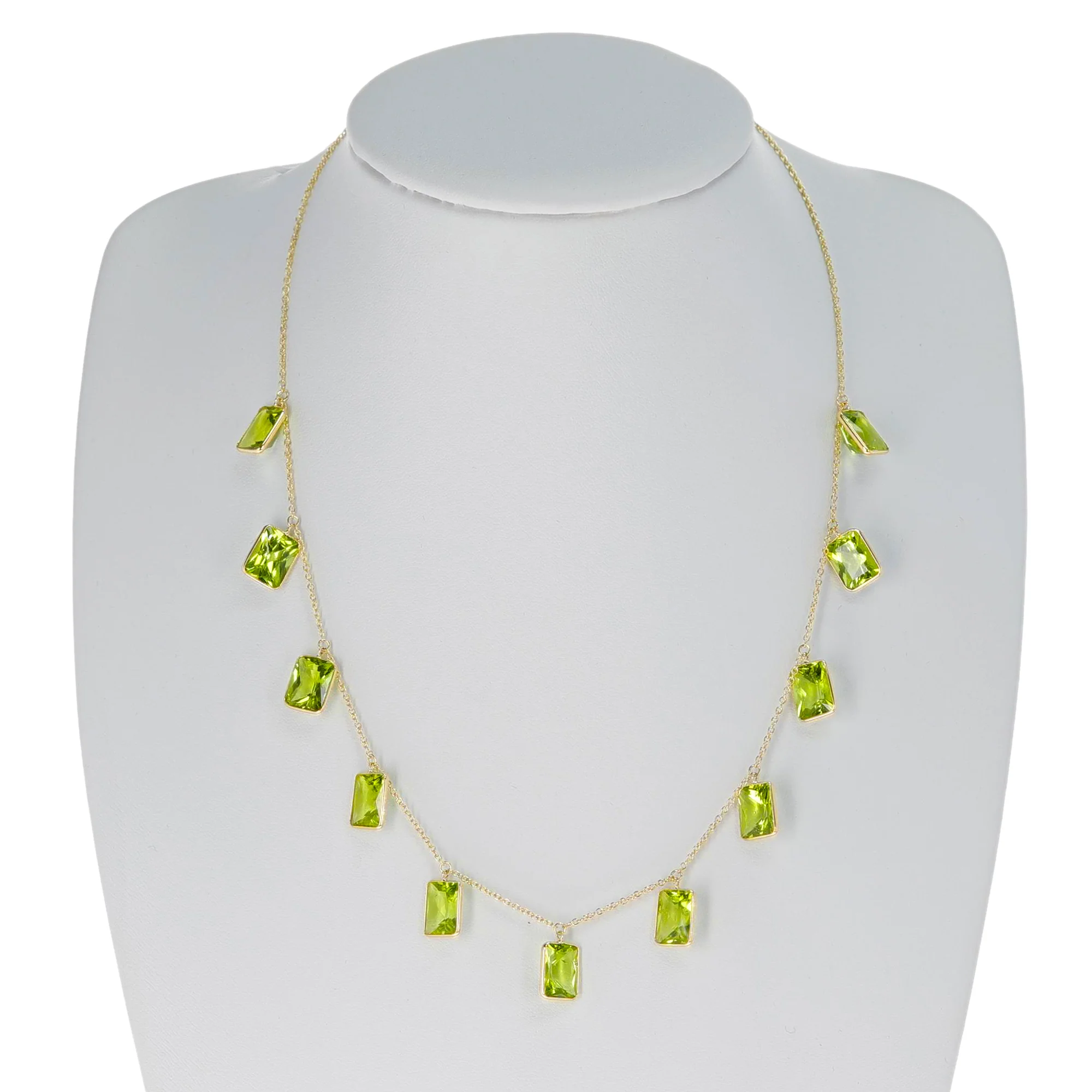 Rectangular Peridot Drop Necklace, 18K