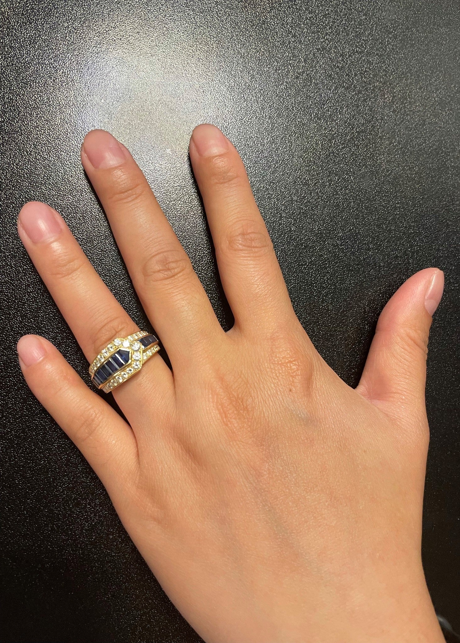 Van Cleef & Arpels Sapphire and Diamond Arrow Band Ring, 18K Yellow