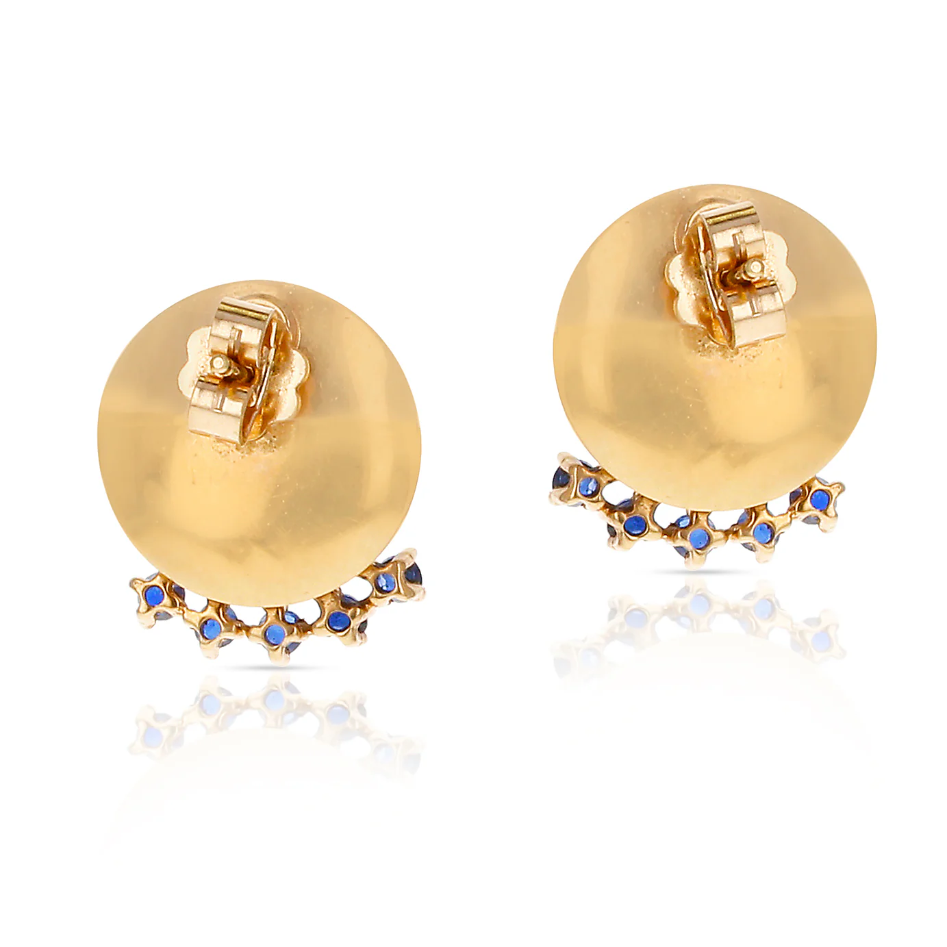 Retro Tiffany & Co. Spinning Blue Sapphire Earrings, 14 Karat Yellow Gold
