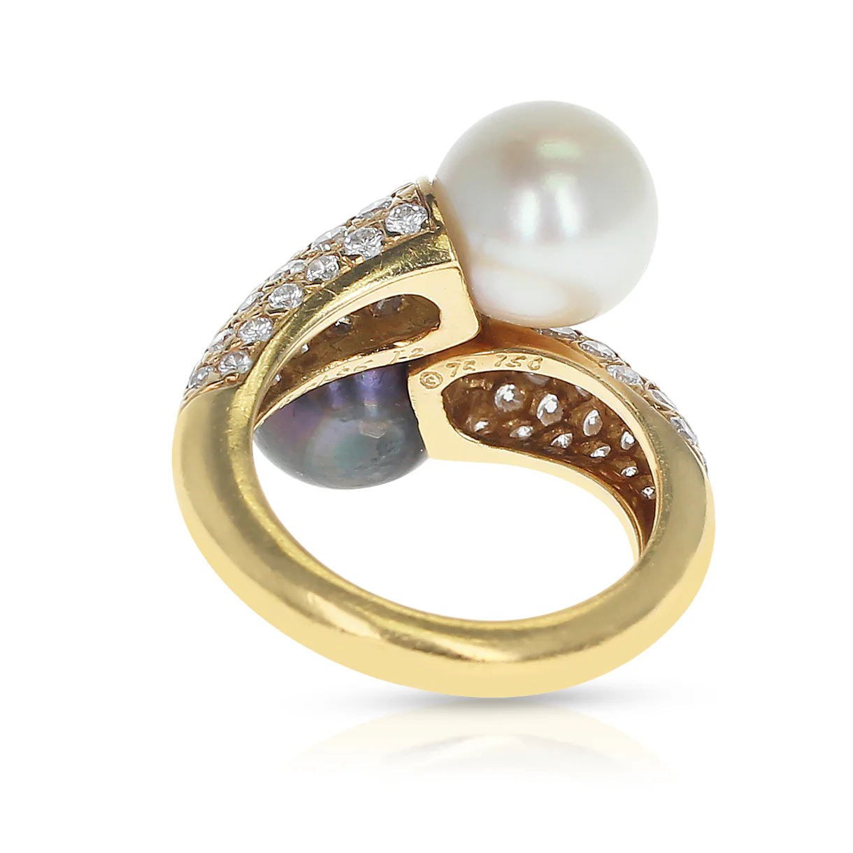 Van Cleef & Arpels Toi Et Moi 9.5MM Pearl and Diamond Ring, 18K Yellow Gold