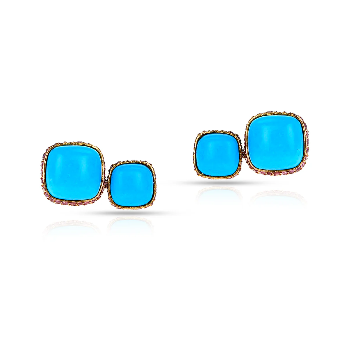 Vita Turquoise and Pink Sapphire Cufflinks, 18k