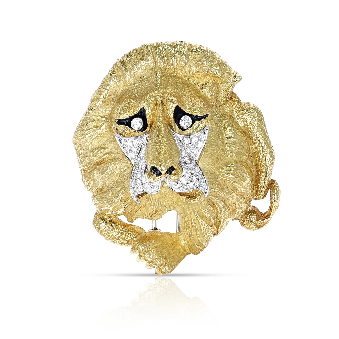 Gold and Diamond Lion Brooch