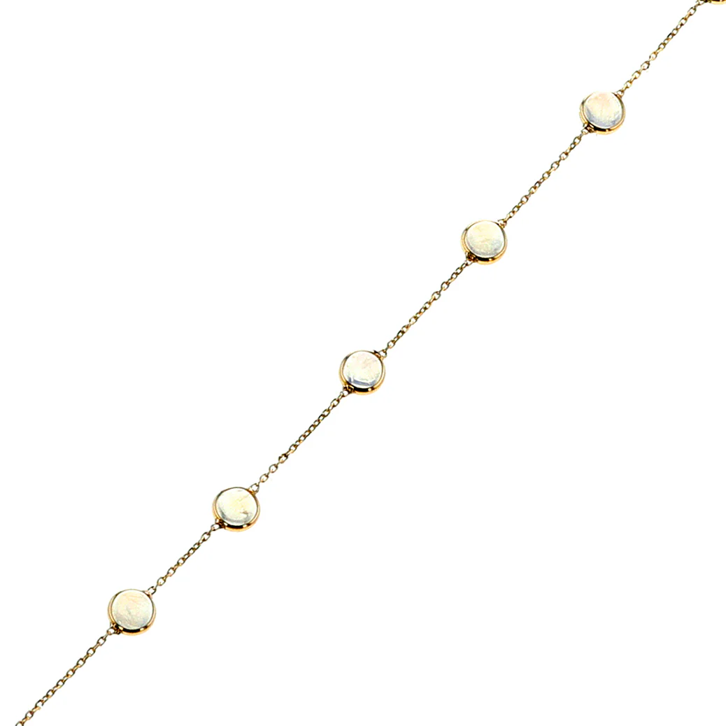 Round Moonstone Cabochon Bracelet, 18K