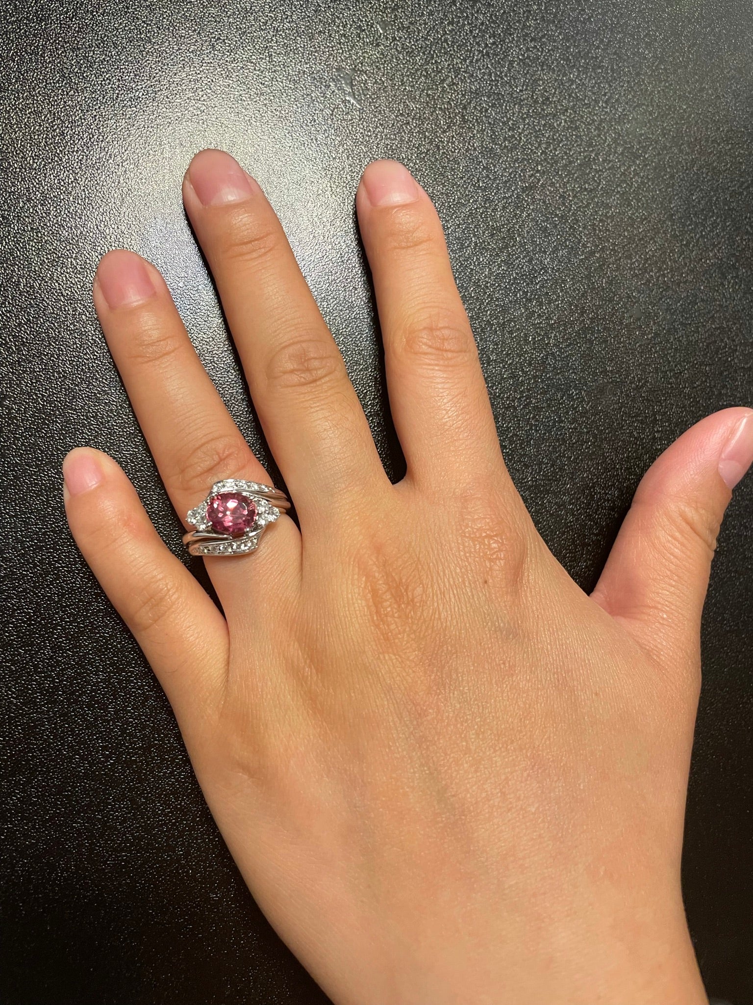 AGL Certified 2.17 ct. Natural Imperial Pink Topaz Ring with Diamonds, Platinum