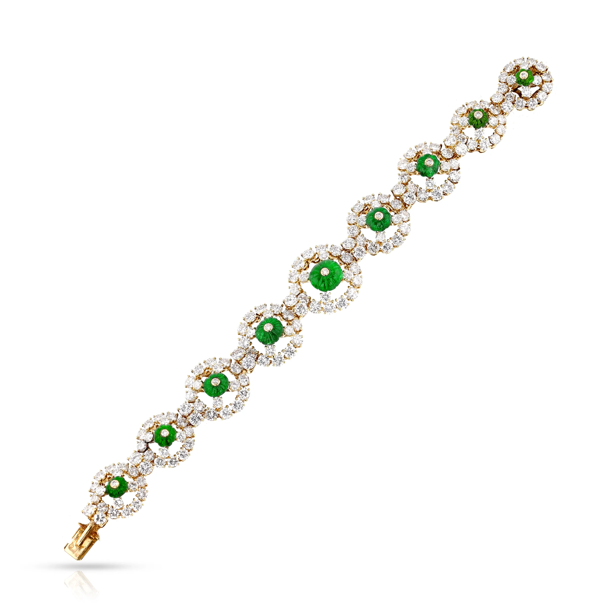 Alexandre Reza Carved Emerald and Diamond Bracelet, 18k