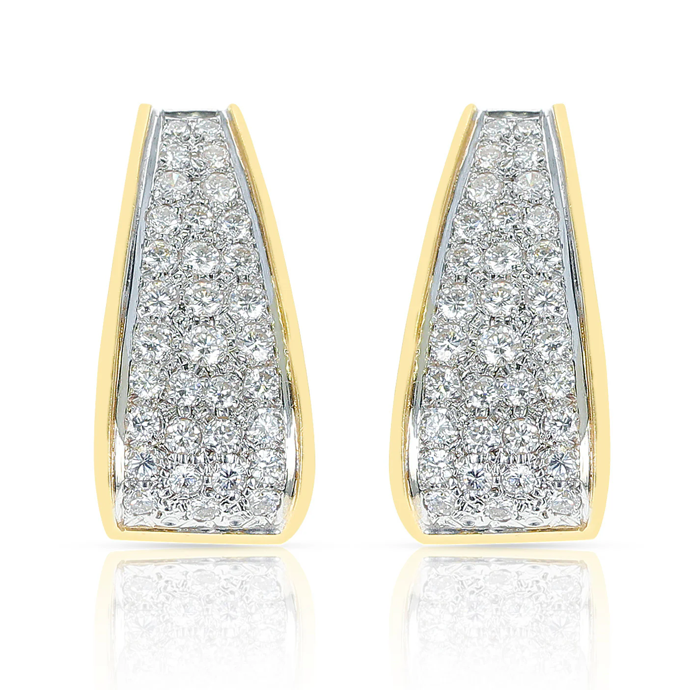 4.50 carat Diamond Block-Style Earrings, 18 Karat Yellow Gold