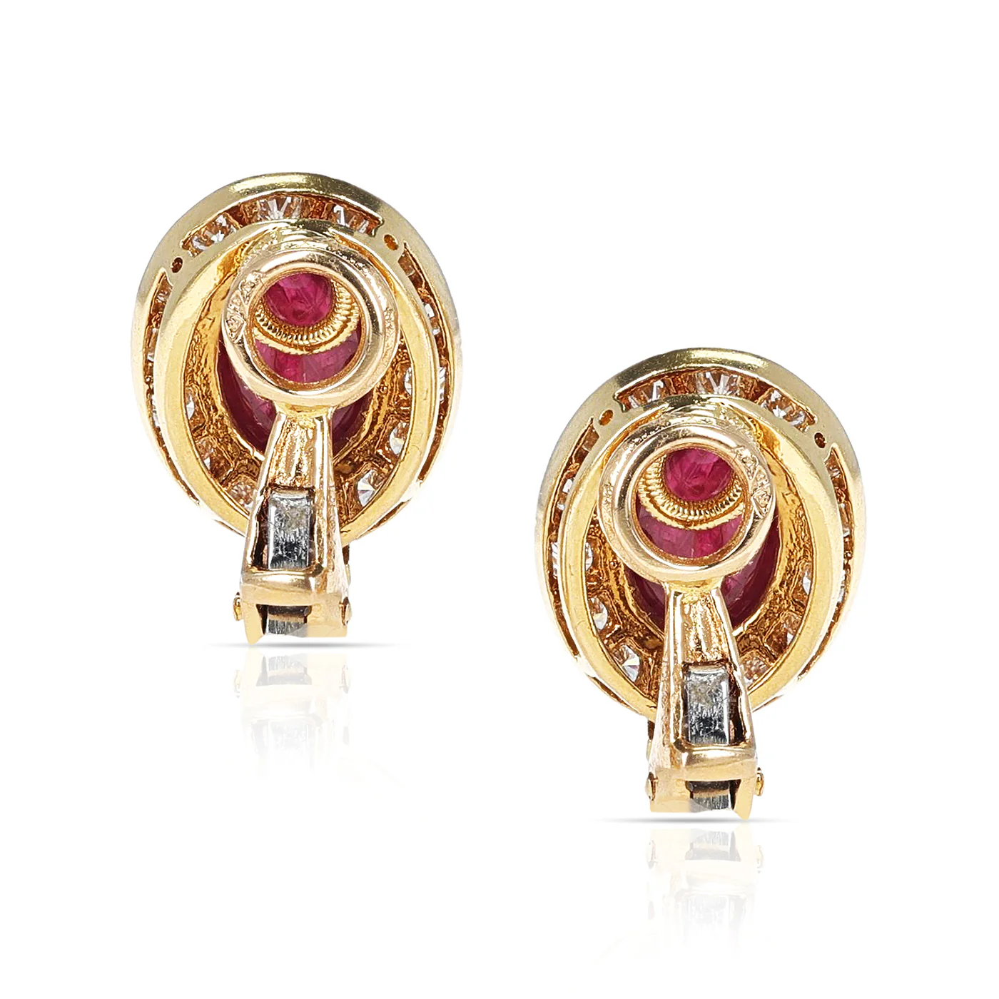 Van Cleef & Arpels Ruby Cabochon and Diamond Earrings, 18K