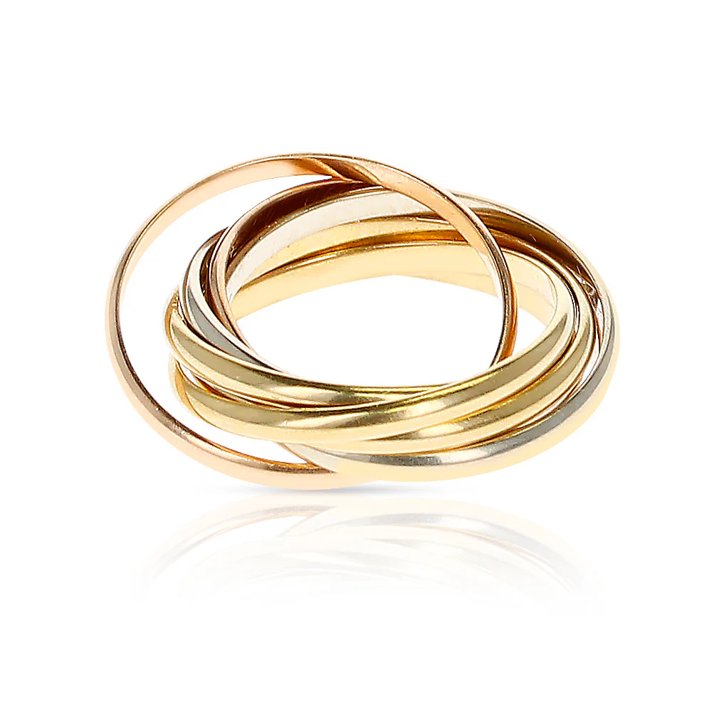 Cartier 7 Band Rolling Ring, 18 Karat Rose, White and Yellow Gold