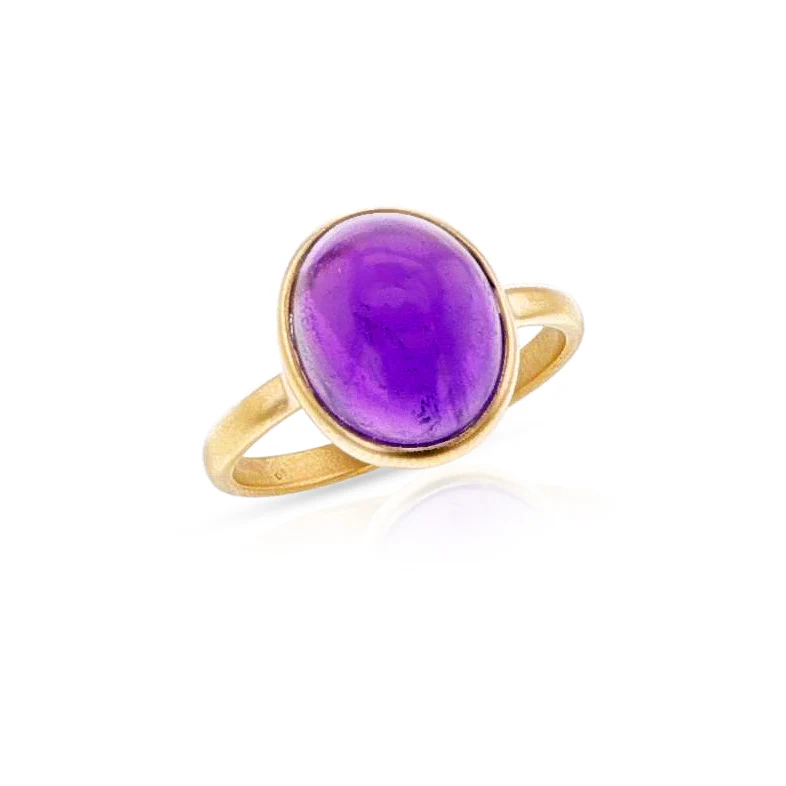 Amethyst Matte Finish Statement Ring, 18K
