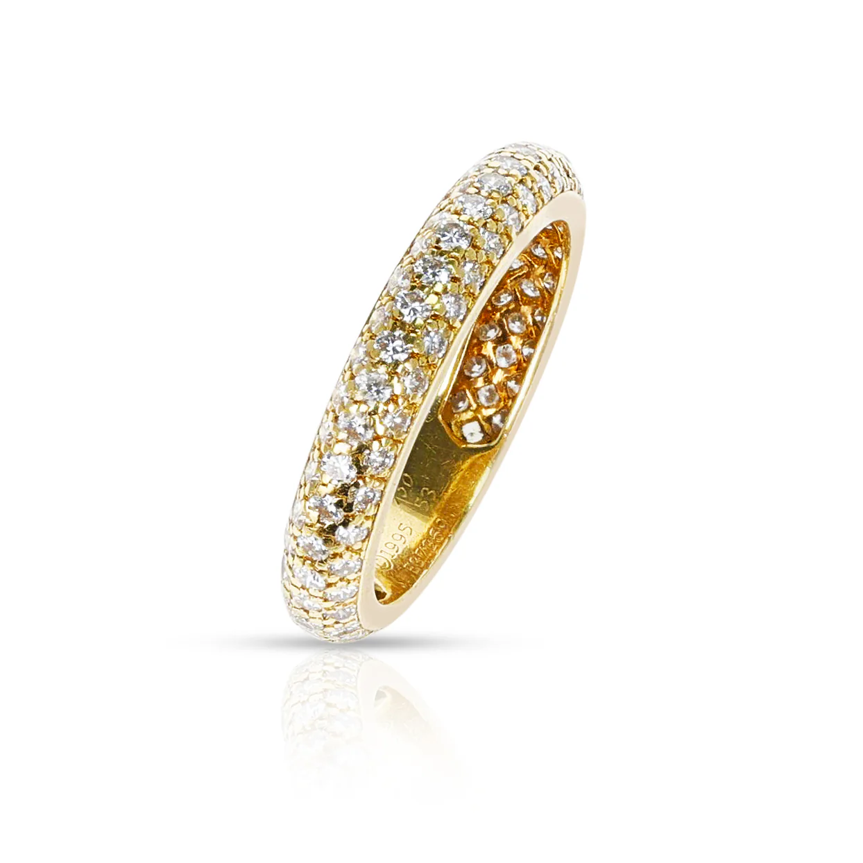 Cartier Three Row Round Diamond Wedding Band, 18K Gold