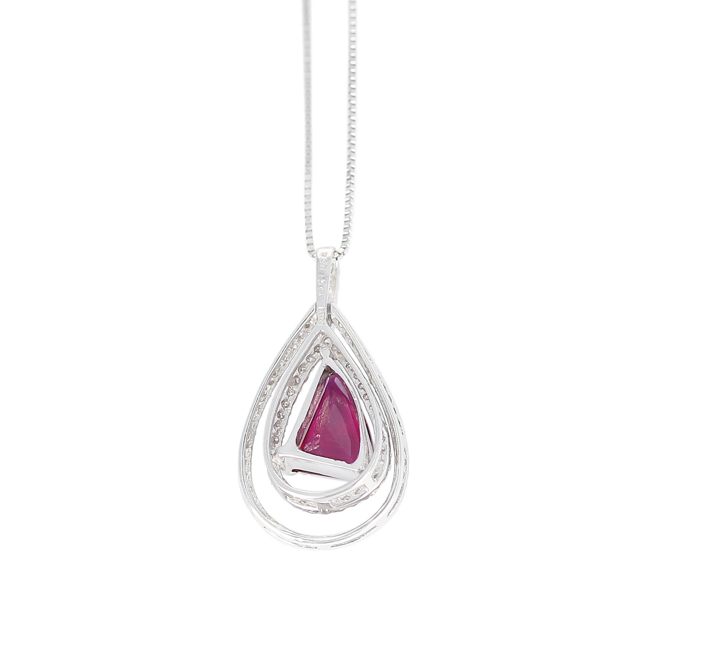 Certified 2.03 carat No Heat Vivid Red Mozambique Ruby and Diamond Pendant, Platinum