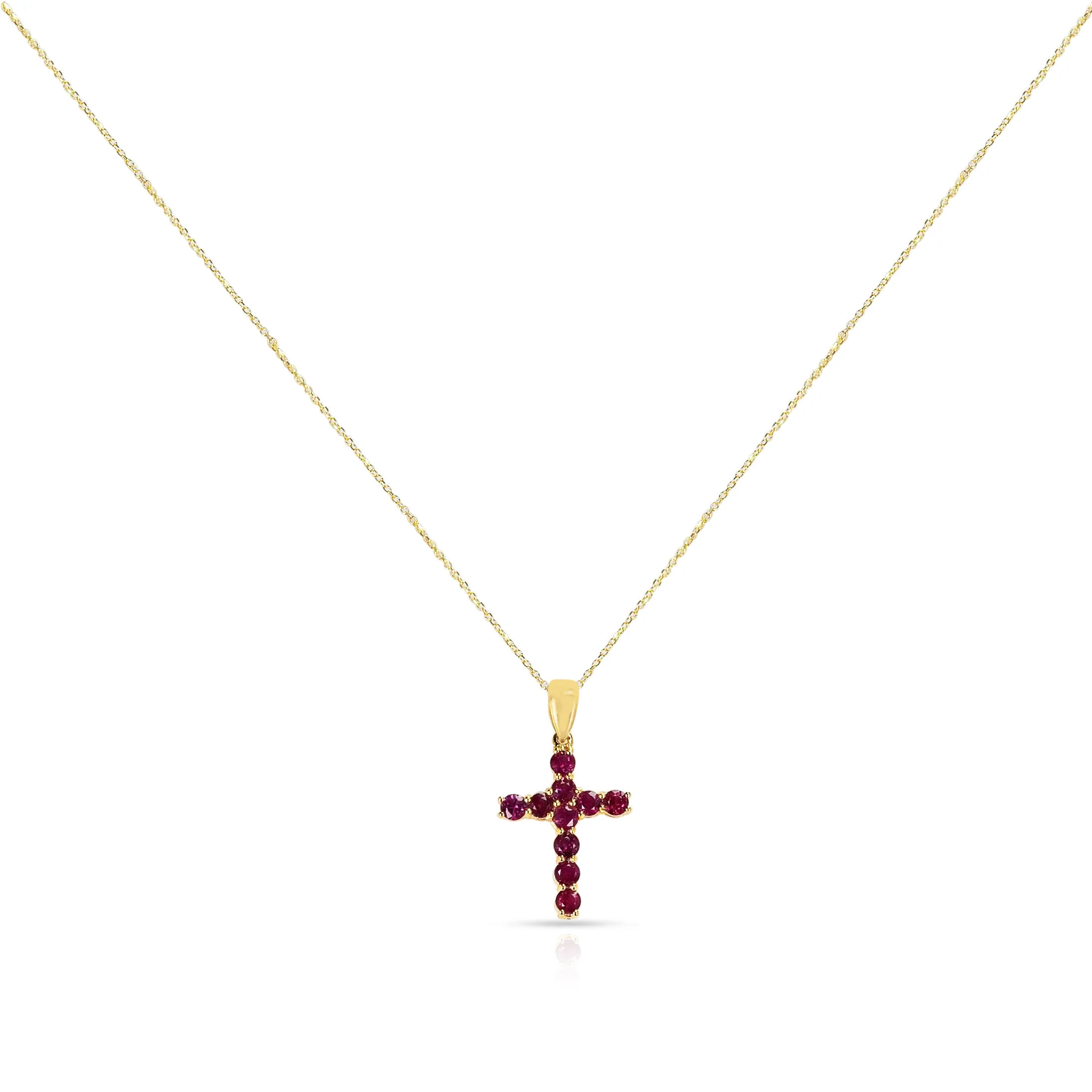 Gemstone Cut-Stone Cross Pendant, 18k