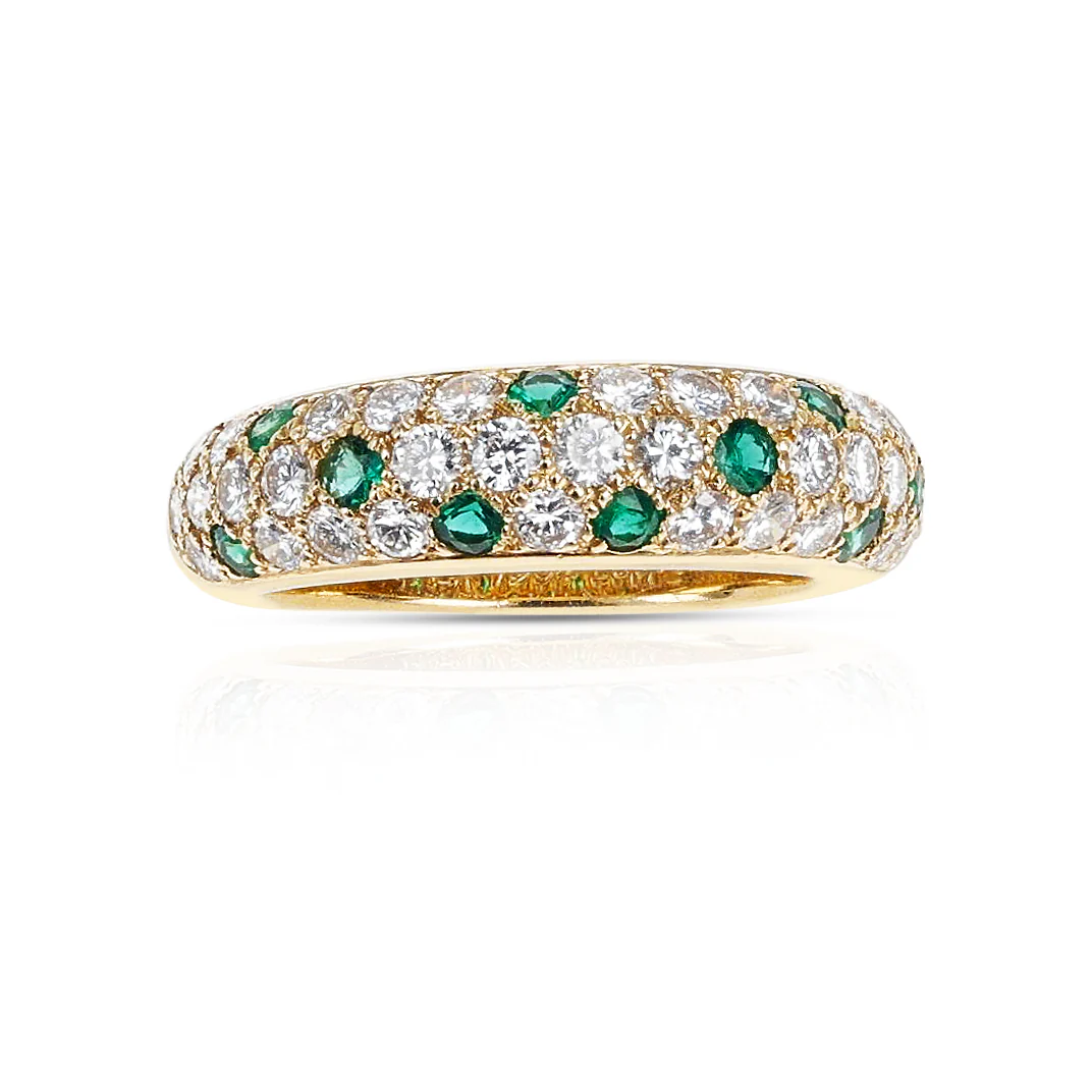 Cartier French Round Emerald and Diamond Ring, 18K