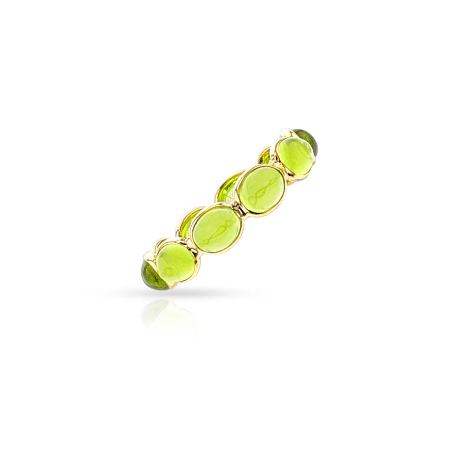 Oval Peridot Cabochon Band, 18K