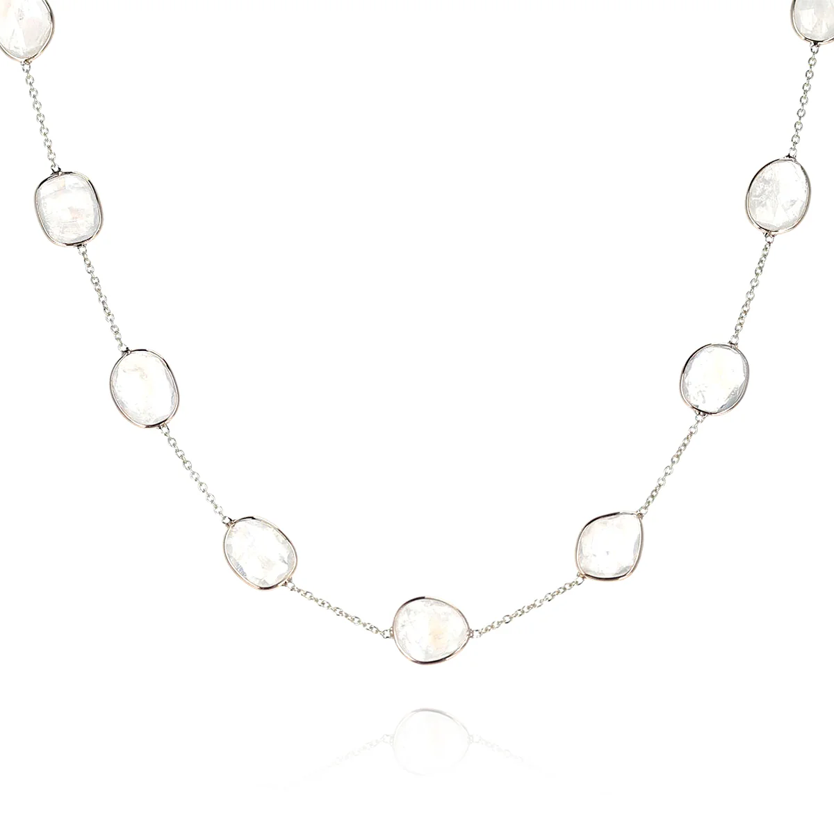 Mixed Cut Large Gemstone Necklace, 18k