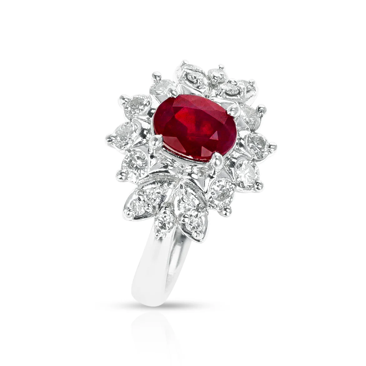 GIA Certified 1.01 ct. Pigeon Blood Burma Ruby and Diamond Ring, Platinum