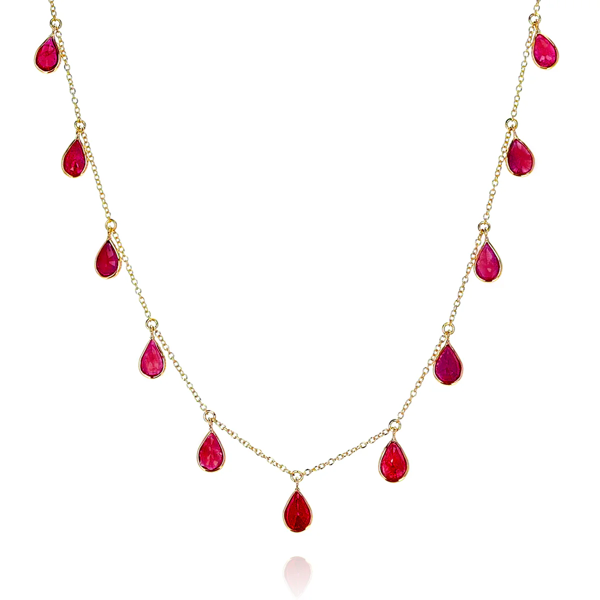 Pear Shape Gemstone with Drops, 18k