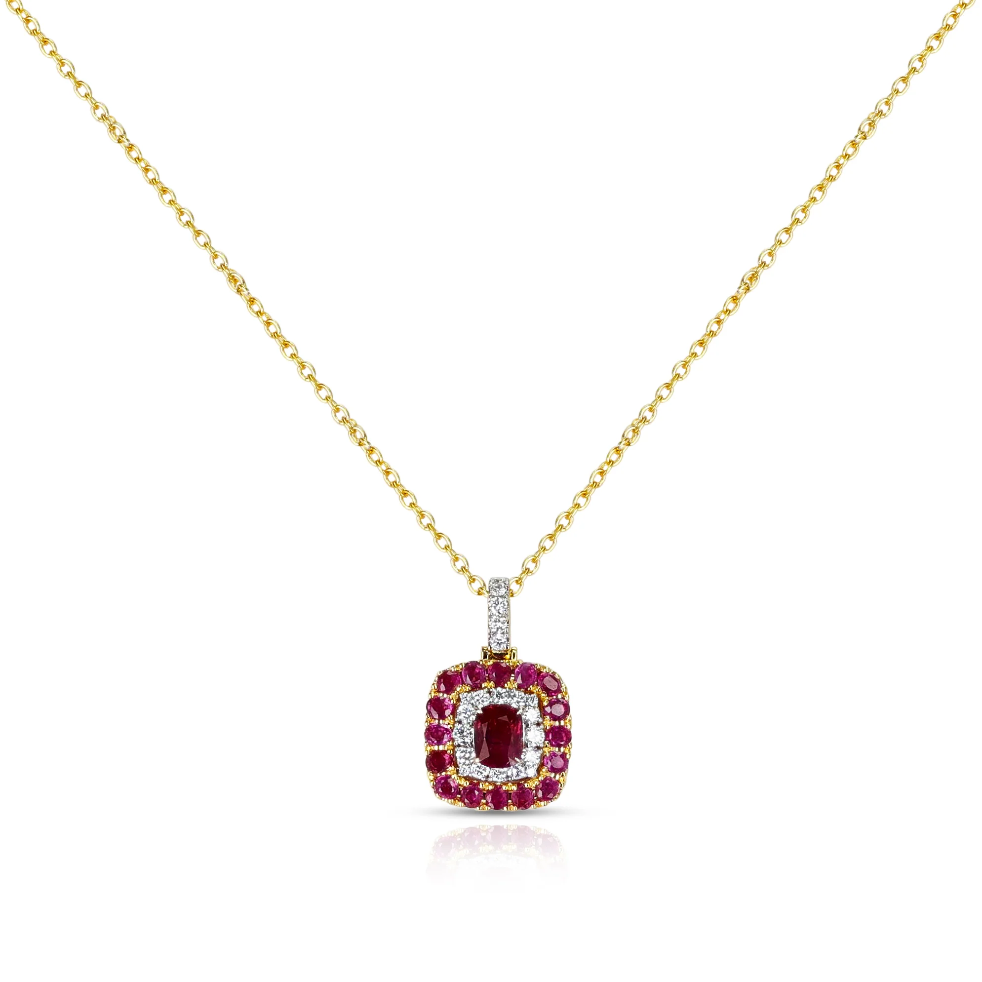 Unheated Burma Ruby Pigeon Blood Set with Ring, Pendant and Earrings, 18k