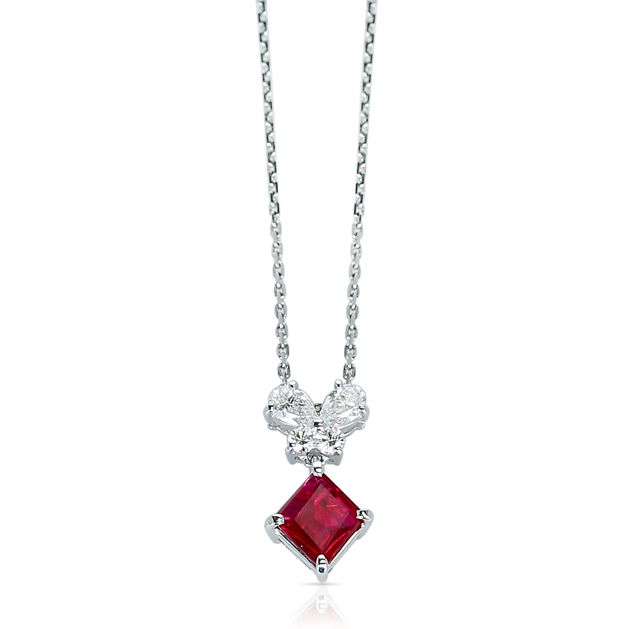 Ruby and Diamond Pendant Necklace, Platinum