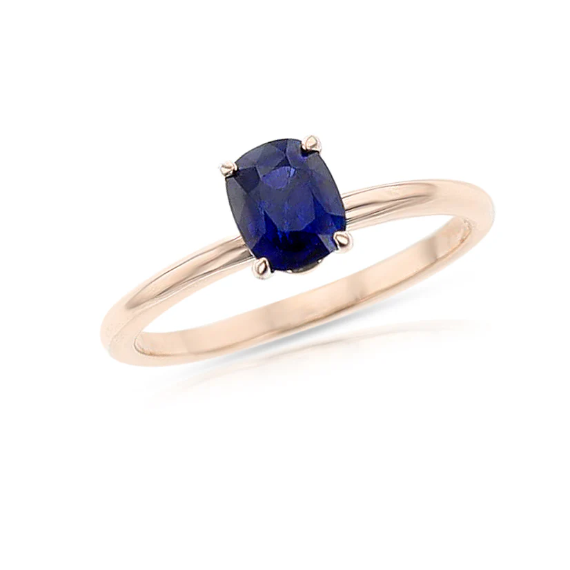 GIA Certified 0.80 ct. Unheated Burma Sapphire Ring, 14k Rose
