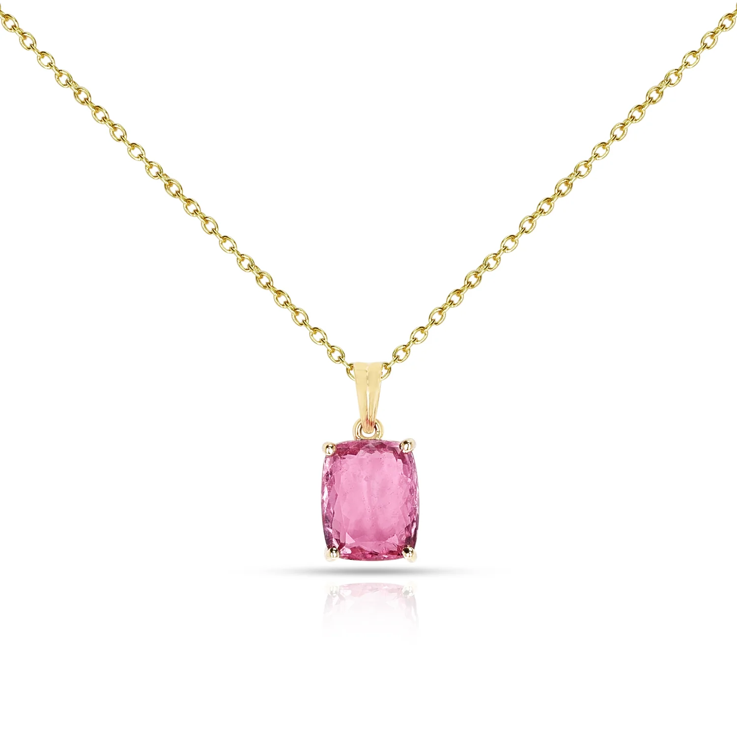 Pink Tourmaline Pendant (5 ct), 18K Yellow Gold