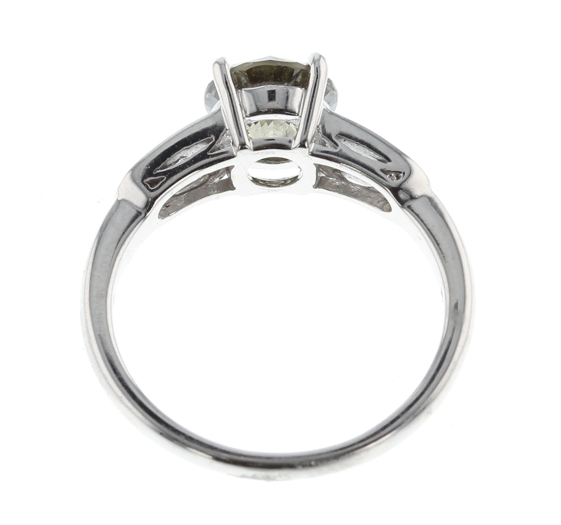 Fancy Dark Greenish Gray Round Brilliant Diamond Engagement Ring, Platinum