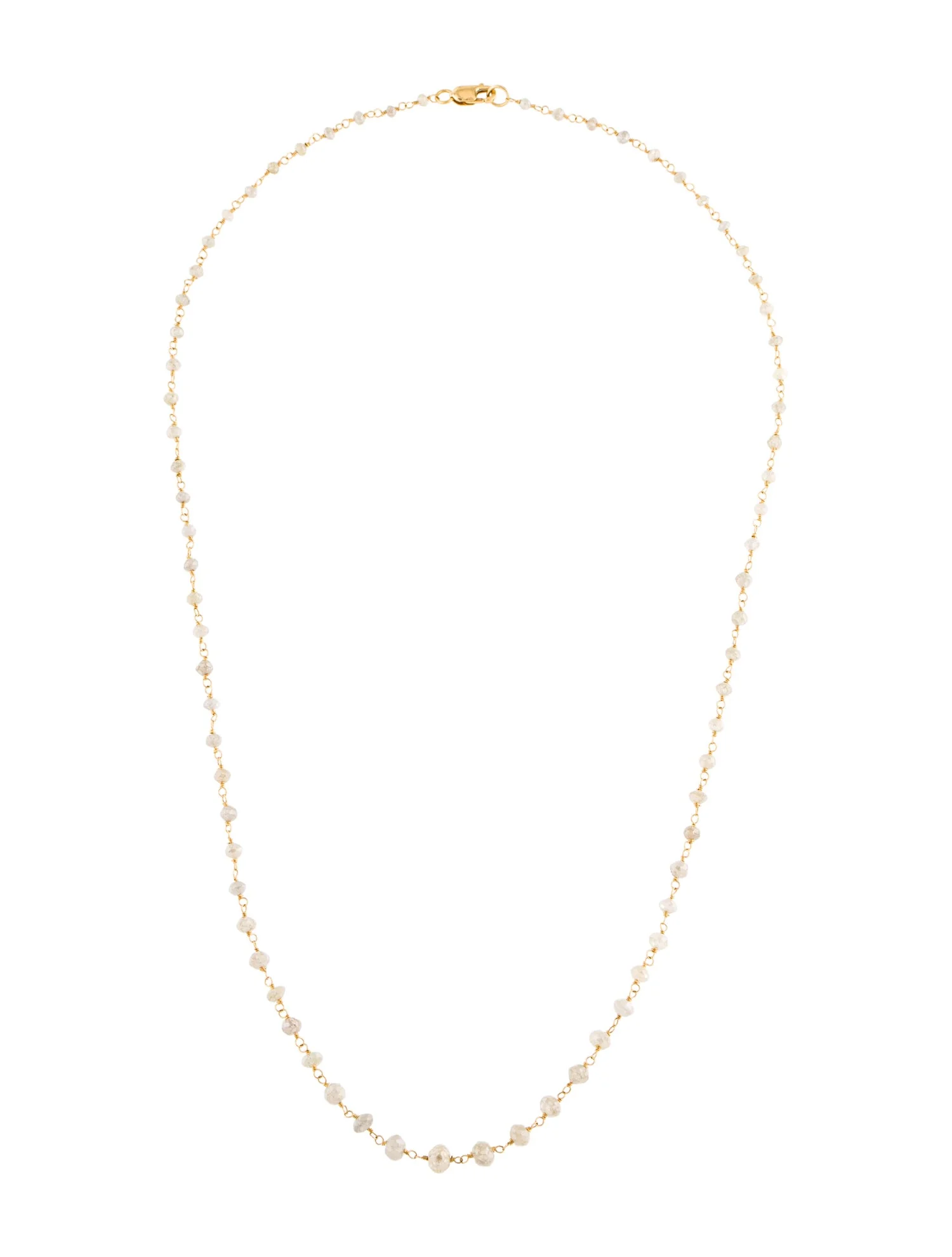 Gray Diamond Beads Wire-Wrapped Necklace, 18K Yellow