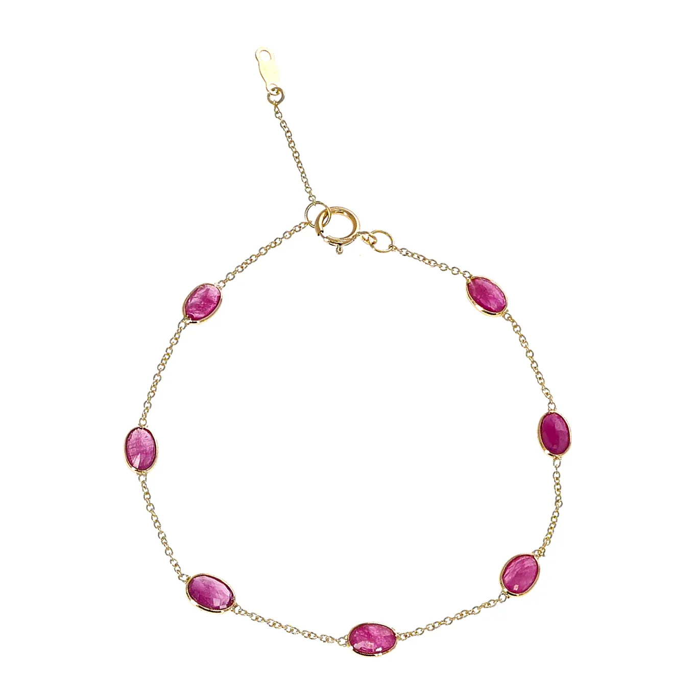 Oval Genuine Ruby 18k Yellow Gold Bracelet