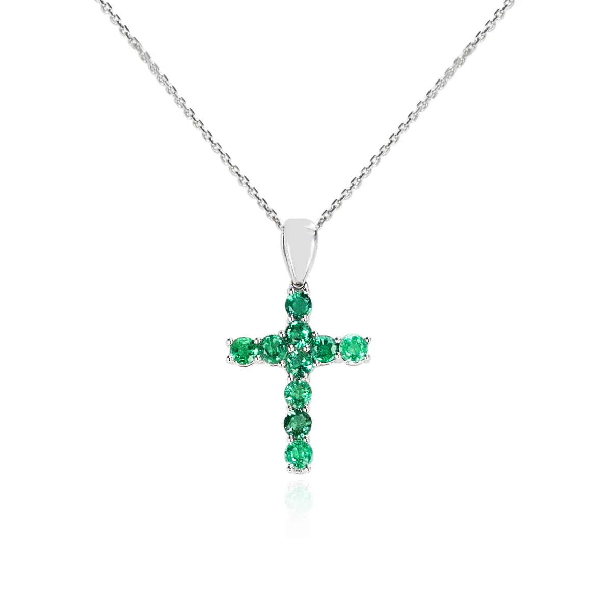 Gemstone Cut-Stone Cross Pendant, 18k