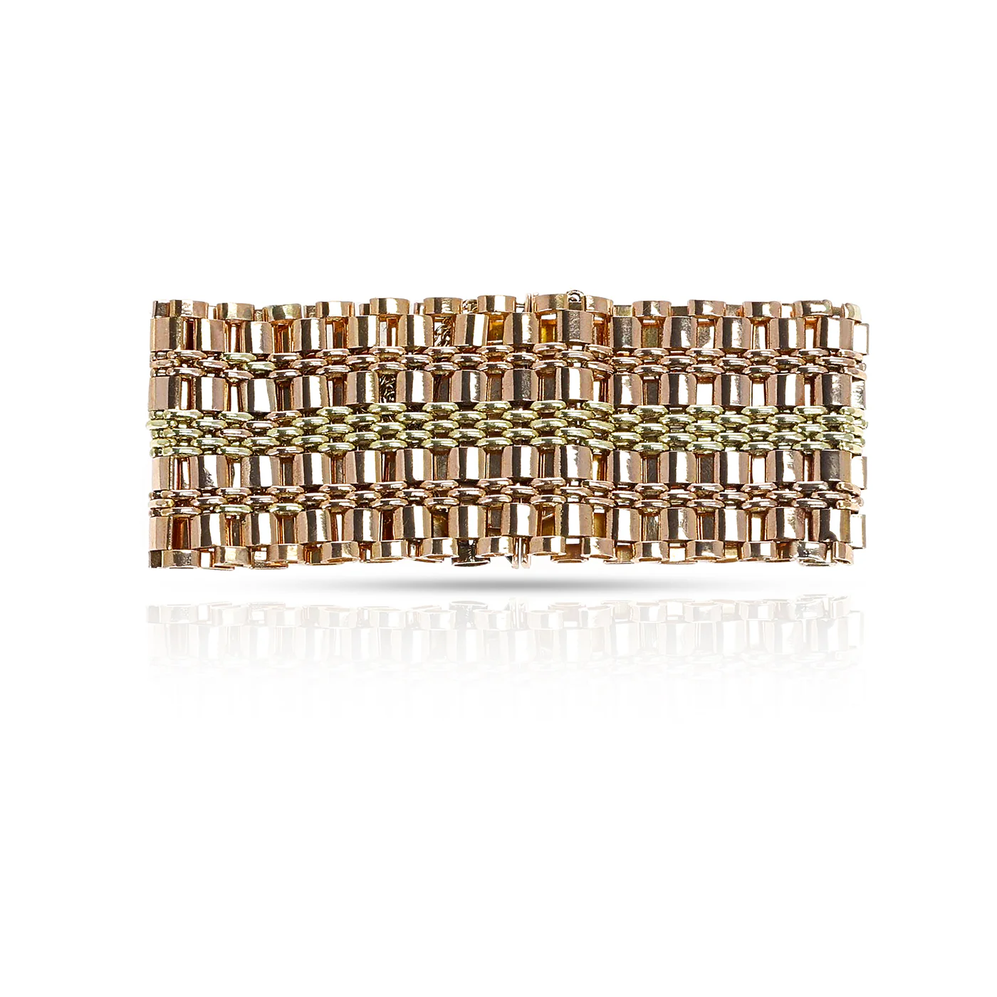 14k Three-Tone Yellow, White, Rose Gold Estate Diamond Eagle Bracelet