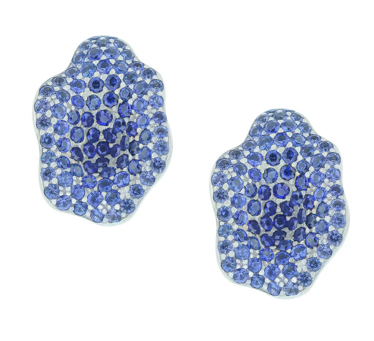 Stylish Floral Blue Sapphire Earrings- Part of Jewelry Set