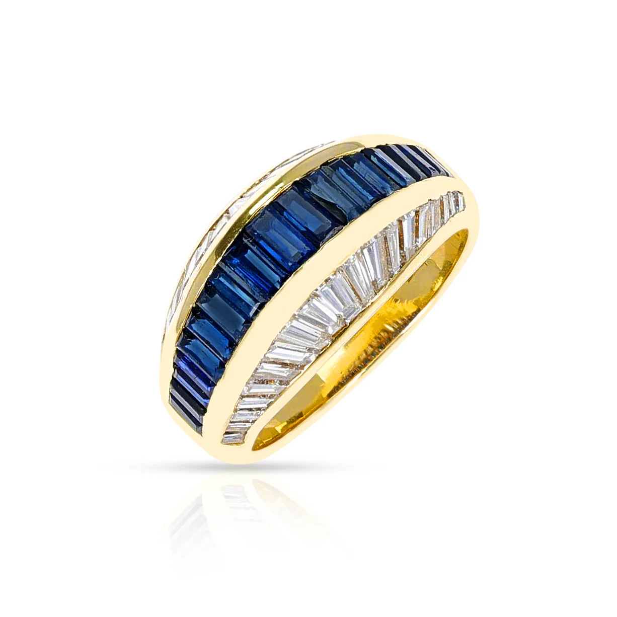 Cartier Sapphire and Diamond Baguette Ring, 18K
