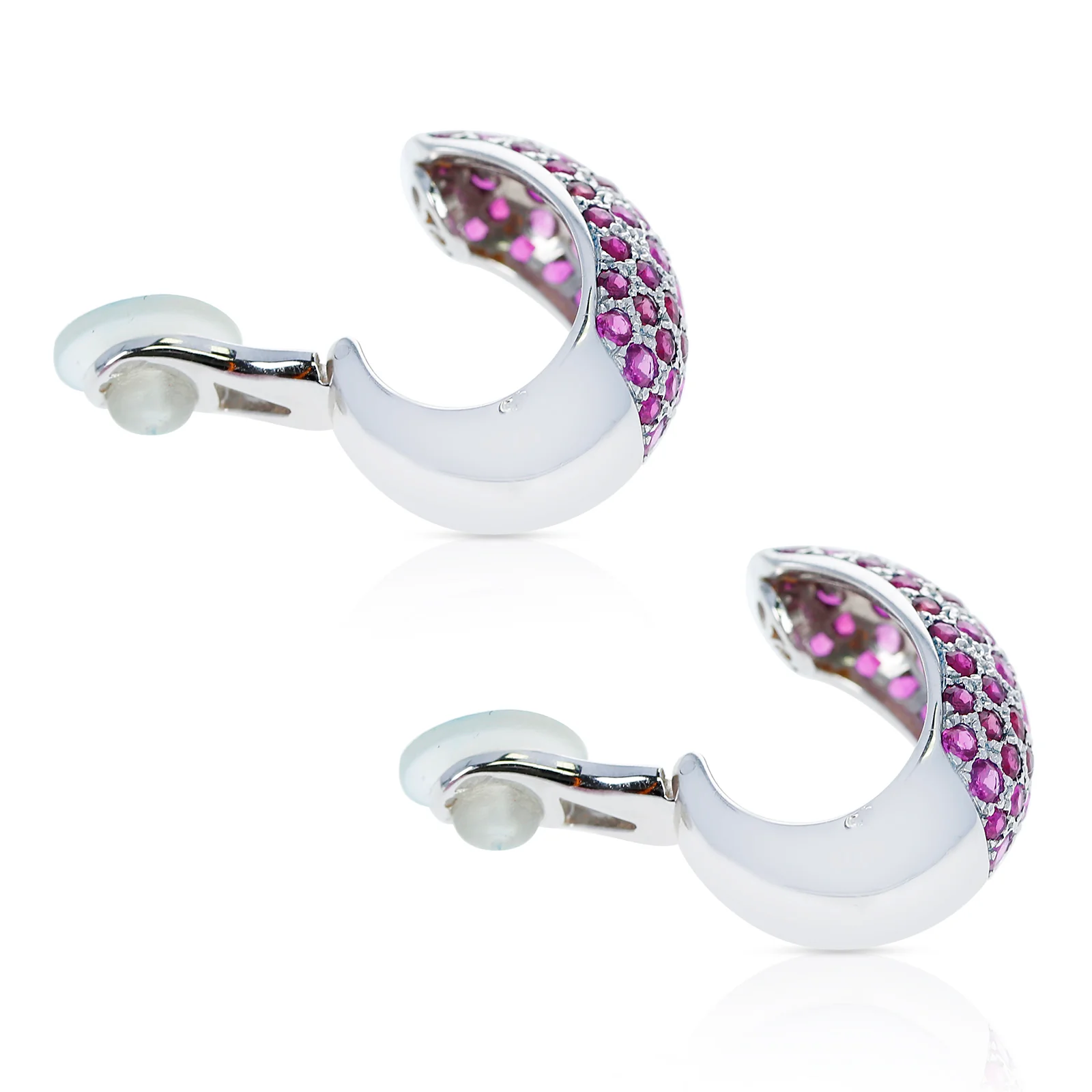 Cartier French 1995 Pave-Set Ruby Clip-on Earrings, 18k Gold with Paperwork