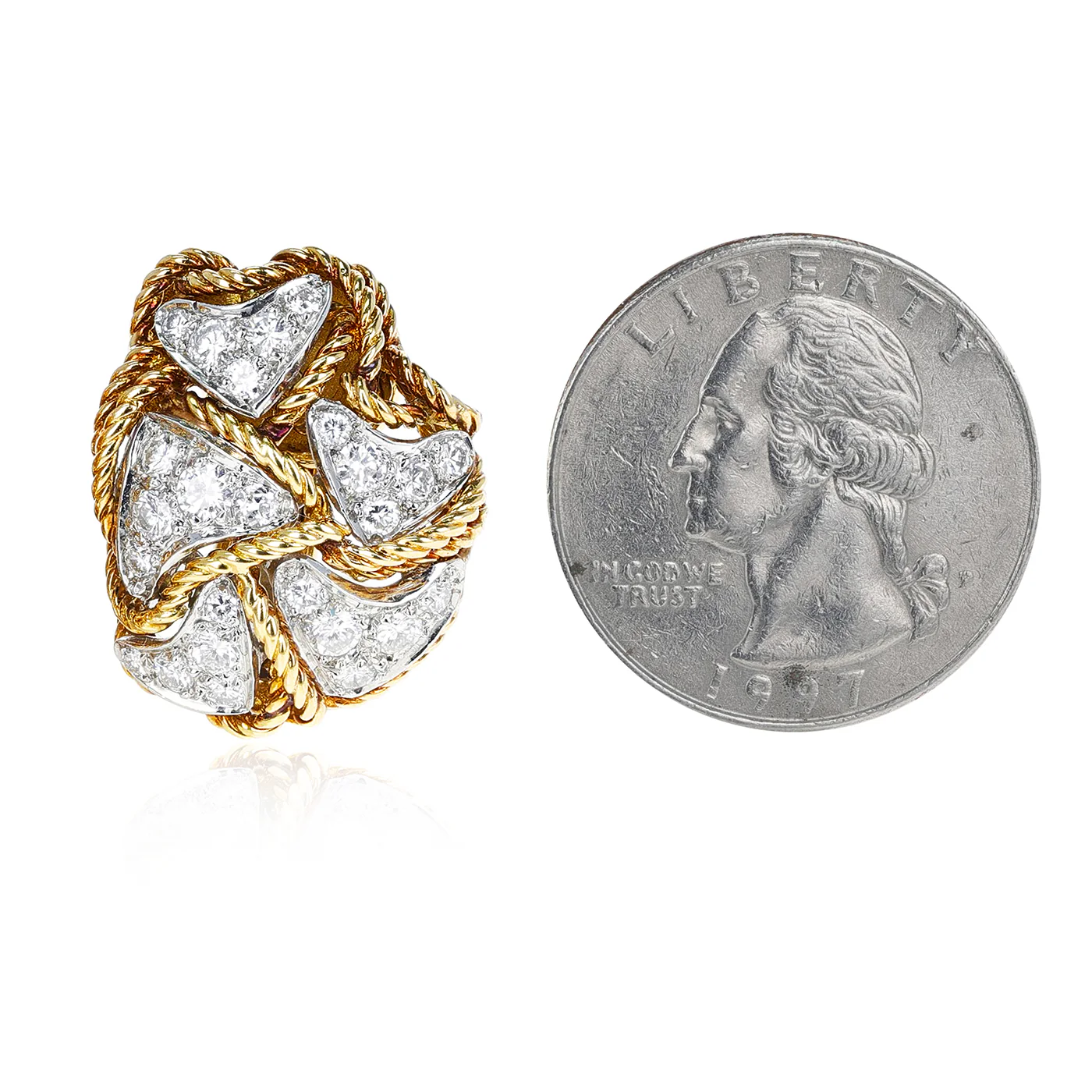 1960's Cartier 3.25 carats Diamond Cocktail Earrings in 18K Yellow Gold