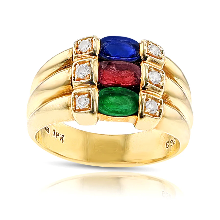 Ruby, Emerald, Sapphire and Diamond Ring, Levian, 18k