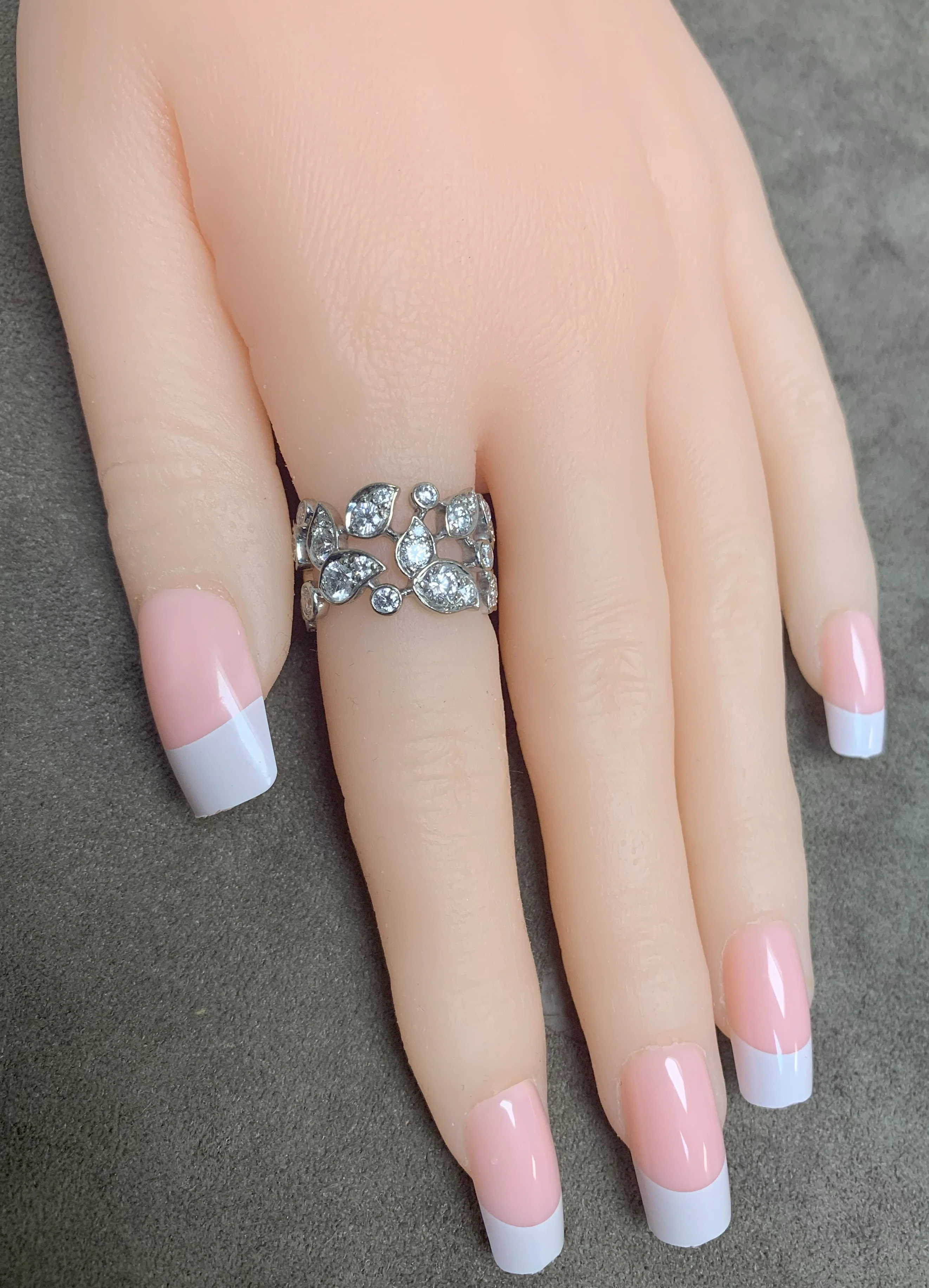 Cartier 5 Carat Diamond Leaf Ring, 18K White Gold