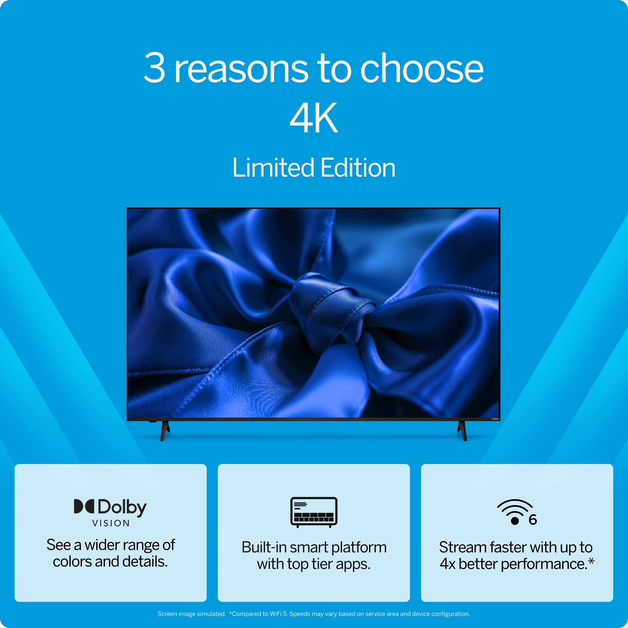 VIZIO 50′′ 4K HDR Smart LED TV with Dolby Vision, WiFi 6, Bluetooth, and Smart Home Integration – V4K50S-0809