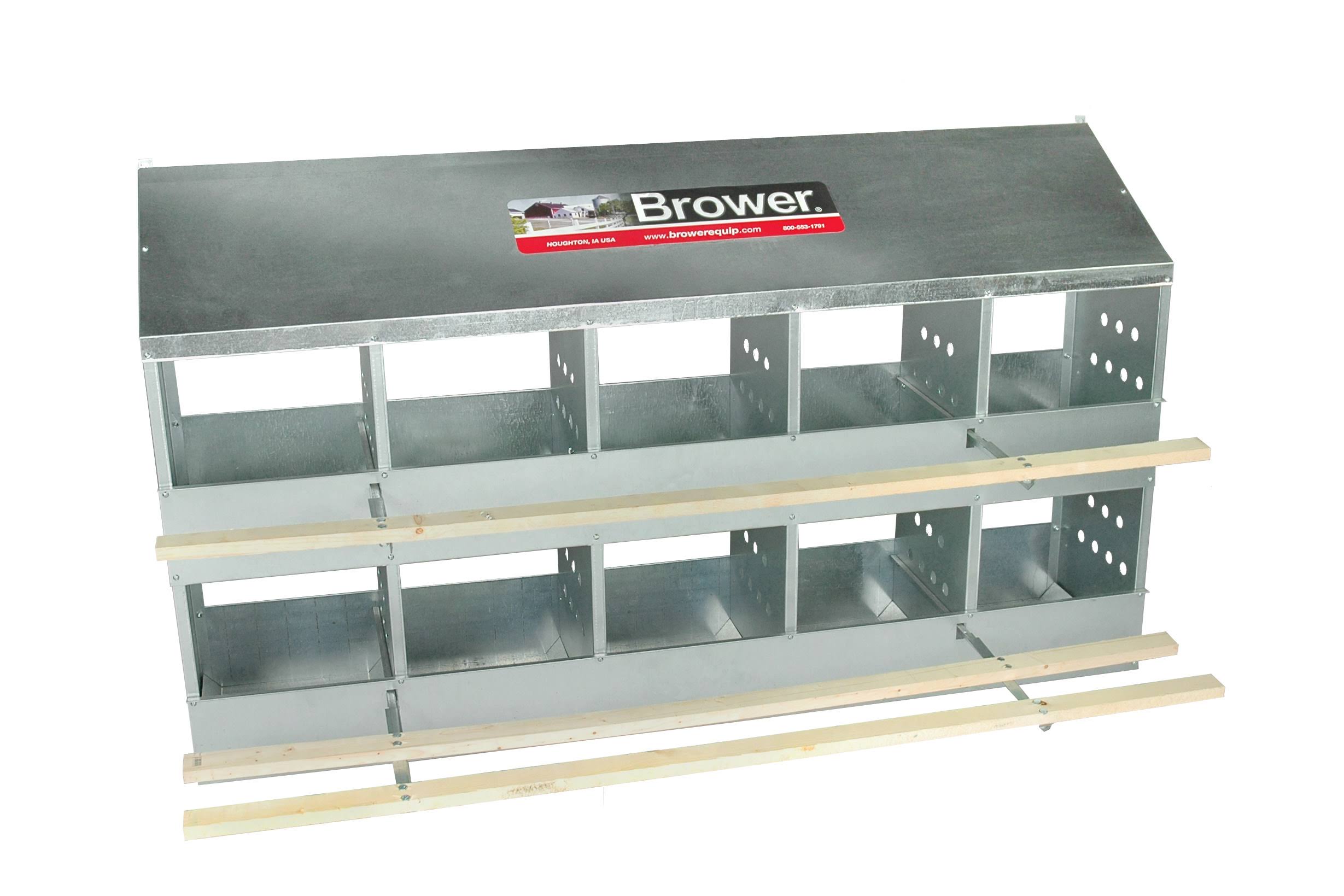 Brower 410b Galvanized 10-Hole Poultry Nest Box for Up to 60 Hens, Easy Assembly, Durable
