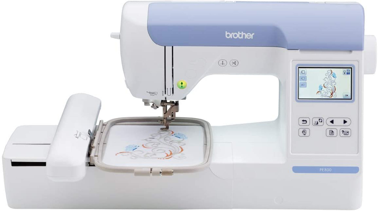 Brother PE800 Computerized Embroidery Machine, 5′′x7′′ Area, LCD Screen, 138 Designs, USB, 11 Fonts