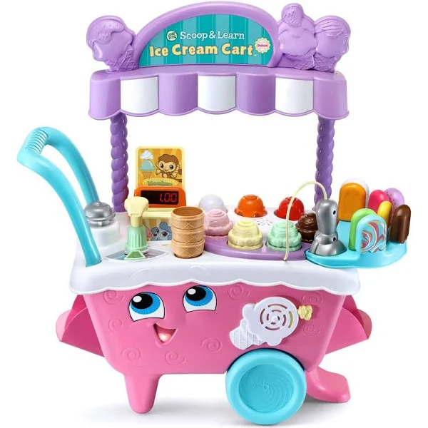 Leapfrog Deluxe Ice Cream Cart Toy, Enhances Memory & Motor Skills, Ages 2+, Frustration-Free Packaging
