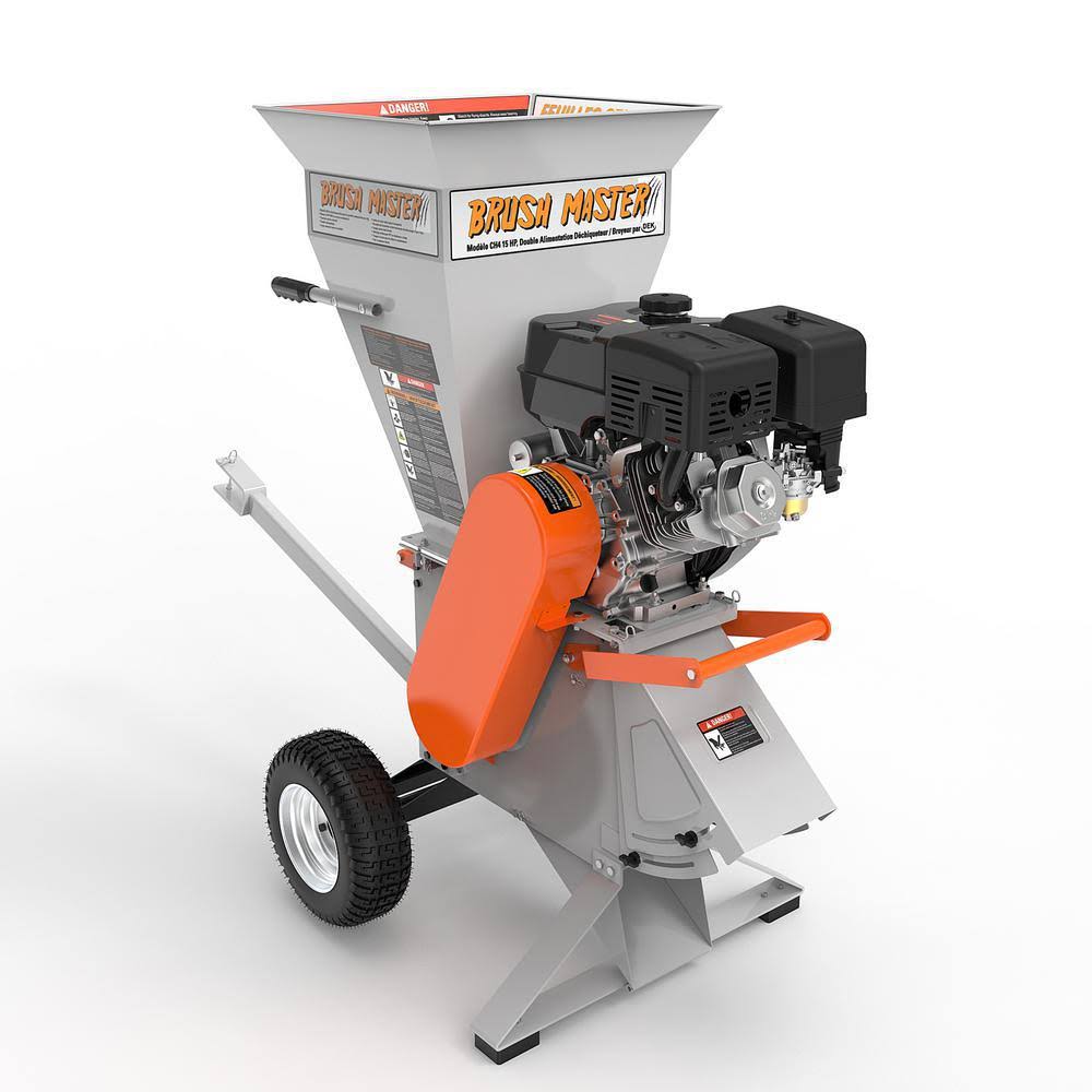 Brush Master 15 HP Chipper Shredder, 4′′ Diameter Feed, Trailer Hitch, Gloves & Goggles Included